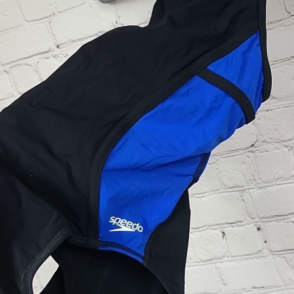 Speedo 12/28 Women's Blue PowerPlus Sprint Splice Free Back One Piece Swimsuit - Picture 8 of 10